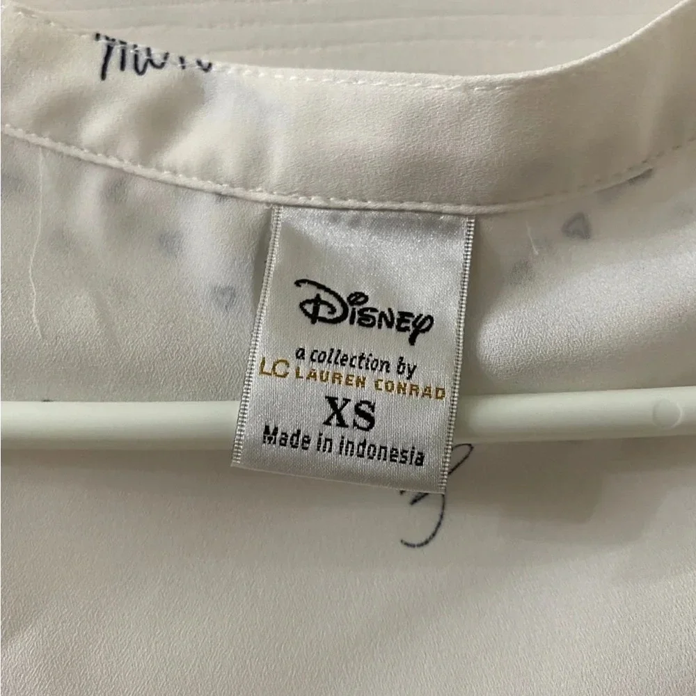 LC Lauren Conrad Disney White Sleeveless XS Blouse Bow & Minnie Mickey